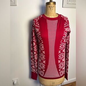 Climate at large red & white pullover top nylon & polyester blend